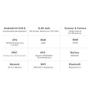 Android 14 GMS cầm tay PDA 5.5-inch IP67 NFC dữ liệu di động Collector với protectivepda Bìa 8-core CPU Scanner PDA - Product Image 4