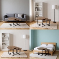 Tables basses gigognes modernes 3 pièces, structure métallique durable, plateau en MDF, ensemble de tables d'appoint empilables pour salon, chambre et entrée