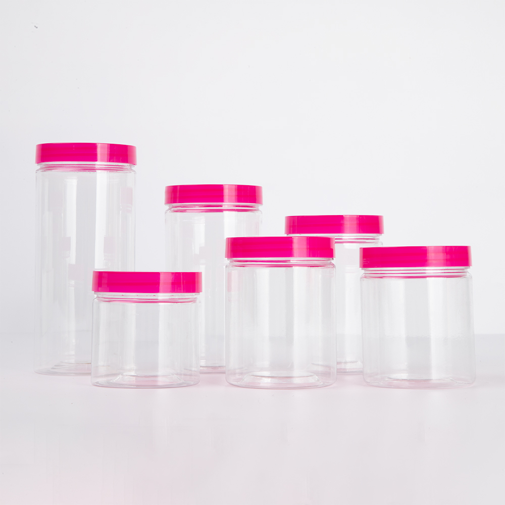 Hot Selling Cosmetic Pet Jar 50g 80g 100g 150g 200g 250g 4oz 8 Oz Clear Body Scrub Plastic Cream Jar With Pink Lid
