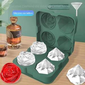 Food Grade Silicone Mold Easy Release Rose Diamond Shape 4 Cavity for Ice <b>Cream</b> - Product Image 4
