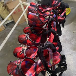 Giày cao gót kiểu dáng độc đáo bằng lụa - Giày đế xuồng dự tiệc quyến rũ <span class=keywords><strong>2025</strong></span>, gót nhọn mảnh, dây buộc dành cho nữ - Product Image 6