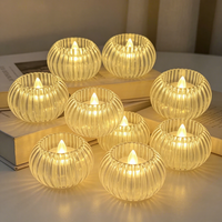 Lampe à bougie LED transparente Reperla faite à la main, finition brillante, mèche en forme de cœur, commande par bouton, fonctionne sur piles