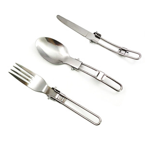 <span class=keywords><strong>Vajilla</strong></span> de viaje portátil, juego de cubiertos plegables de acero inoxidable, cuchara, cuchillo y tenedor con bolsa de almacenamiento para acampar, Picnic al aire libre - Product Image 2
