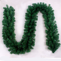 Guirlande de Noël en PE de 2,7 mètres, verte, pour hôtel, centre commercial, bar, porte, décoration de Noël, guirlande décorative pour la maison, extérieur, rotin en plastique
