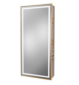 Estación de Estilismo de Acero Inoxidable con 3 Años de Garantía, Estación con Espejo, Estación de <span class=keywords><strong>Barber</strong></span>ía, Muebles Metálicos con LED, Material Original MS066A - Product Image 5
