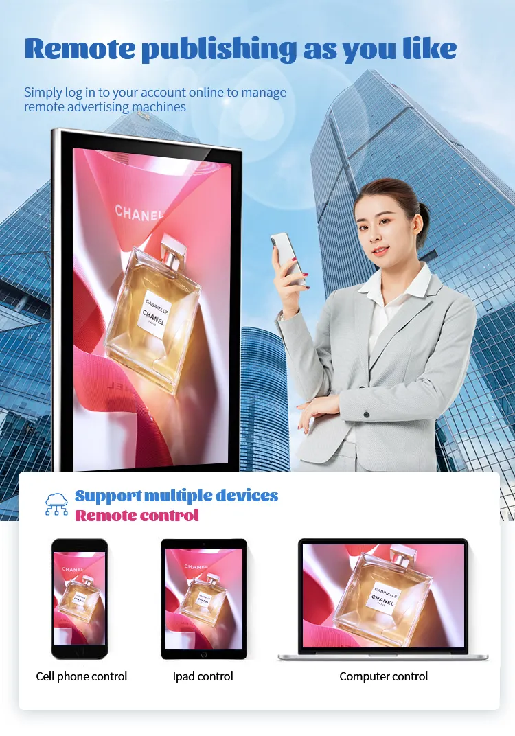 Крытый цифровой киоск сенсорный экран свободно стоящий 55 дюймов Крытый ЖК-дисплей рекламы
