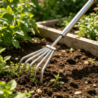Rastrillo Cultivador de Acero Inoxidable de Alta Resistencia con Múltiples Dientes, Herramienta Manual para Desmalezar, Excavar y Aflojar la Tierra en Jardines, Patios y Granjas
