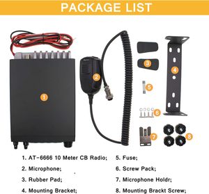 Radio AnyTone AT-6666 <span class=keywords><strong>de</strong></span> 10 Metros, Alta Potencia 15W/45W/60W, Transceptor Móvil <span class=keywords><strong>de</strong></span> 40 Canales SSB(PEP) 3G <span class=keywords><strong>POC</strong></span> 0-50km, Pantalla LCD Grande - Product Image 6