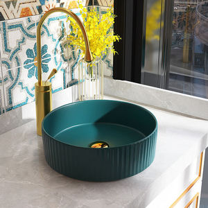 Évier de salle de bain moderne et rond, évier d'italie en porcelaine noire mat en céramique, lavage à main, 78728MB, modèle - Product Image 6