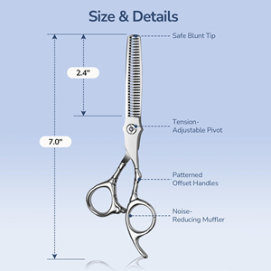 Nuevas Tijeras Profesionales de Peluquería, Tijeras de Entresacar, Herramienta de Peluquero, Tijeras para Barba con Tornillo de Bola, Acero 440C - Product Image 5