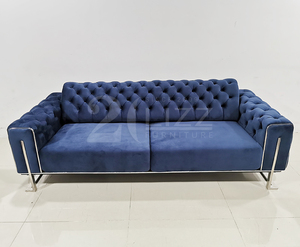 เฟอร์นิเจอร์ห้องนั่งเล่นสไตล์ตุรกีผ้ากำมะหยี่ที่ทันสมัยโซฟานอนแบบแบ่งส่วนพร้อมเก้าอี้ปีก - Product Image 4