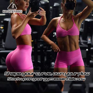 Conjunto de Yoga sin Costuras para Mujer, 3 Piezas, con Top de Manga Corta de Alto Impacto, Shorts y Leggings, <span class=keywords><strong>Ropa</strong></span> Deportiva para Gimnasio - Product Image 5