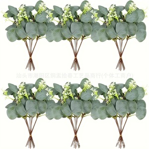 Artificial Eucalyptus Leaves Cross-Border Flower Arrangement Table Decoration Single Branch with Fruit Artificial Eucalyptus - Product Image 6