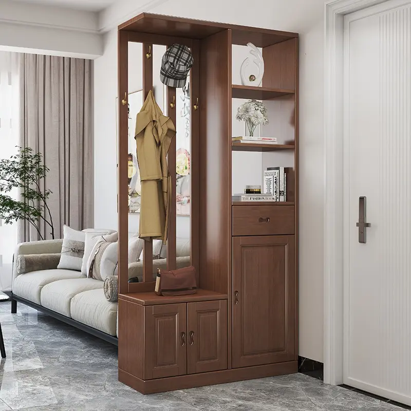 Simple solid wood wine cabinet OAK entryway shoe cabinet household storage partition screen cabinet