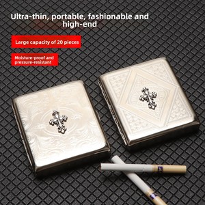 <span class=keywords><strong>Étui</strong></span> <span class=keywords><strong>à</strong></span> cigarettes rectangulaire en métal pour 20 cigarettes épaisses, <span class=keywords><strong>étui</strong></span> <span class=keywords><strong>à</strong></span> cigarettes pour <span class=keywords><strong>homme</strong></span>, design créatif, rabat portable, minimaliste moderne, motif floral en relief - Product Image 6