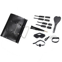 Kit de Bondage en cuir Pu jouets sexuels pour adultes jeu pagaie menottes masque pour les yeux bâillon balle Gay Couple Sm Bdsm costume ensemble
