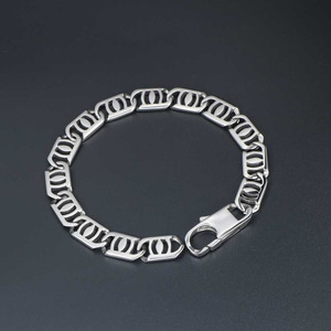 Men's <b>Titanium</b> Steel Bracelet 21Cm Geometric <b>Chain</b> Silver Gray Hip Hop Style CE021 - Product Image 2