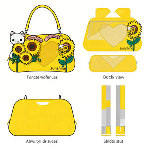 Sac bandoulière Anime Ita Bag avec broderie chat et soleil, personnalisable, avec fenêtre transparente, pour Comic Con - Product Image 1