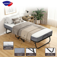 Lit pliant moderne en métal pour hôtel, structure stable, taille simple, avec matelas en mousse à mémoire de forme, vente en gros