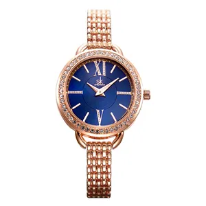 Модные элегантные женские часы SHENGKE, Кварцевые водонепроницаемые часы с браслетом, легкие наручные часы K0089L