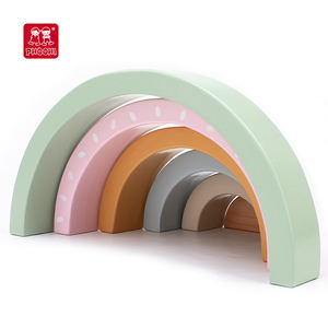 PHOOHI bébé en bois arc-en-ciel empilable bloc jouet éducation des enfants arc-en-ciel bloc jouet ensemble - Product Image 3