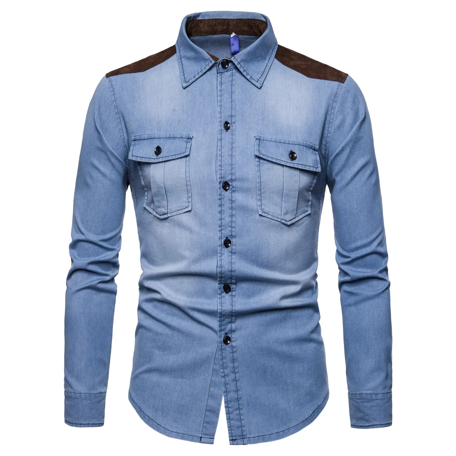 Casual Demin Shirts Longe Sleeve Cotton Washed Jean Shirt For Men Being Popular In Wish