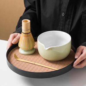 ชามมัทฉะเซรามิกเคลือบสีพร้อมพวยชาร้อยไม้ไผ่ชุดเครื่องมือมัทฉะแบบยืน - Product Image 2