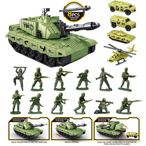 Vente en gros de figurines militaires en plastique, jouets miniatures, soldats avec char, camion, véhicule, ensemble de modèles de jeu de guerre - Product Image 1