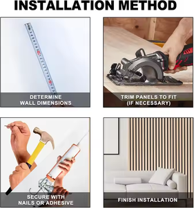 Panneaux muraux modernes en lattes de <span class=keywords><strong>bois</strong></span> au fini chêne <span class=keywords><strong>naturel</strong></span> Placage de <span class=keywords><strong>bois</strong></span> massif pour salle à manger absorbant le son Décorations murales intérieures - Product Image 2