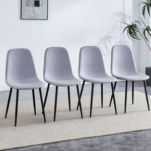 Chaise de <span class=keywords><strong>salle</strong></span> à manger populaire avec assise en tissu et pieds en métal noir thermolaqué, style Europe du <span class=keywords><strong>Nord</strong></span> - Product Image 1