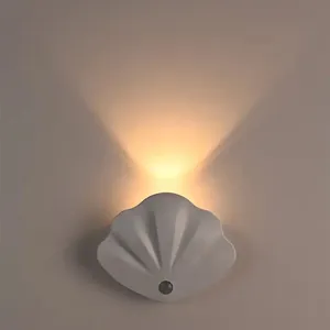 Lampe de nuit multifonctionnelle en forme de coquille, à gradation murale, rechargeable par USB, avec détecteur de mouvement et aimant pour la maison