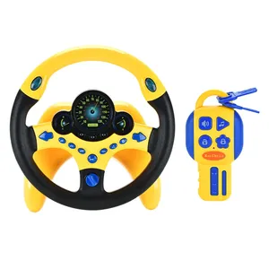 Game pendidikan elektrik simulasi rotasi 360 derajat, mainan mengemudi mobil dengan kunci cahaya musik kemudi bayi untuk anak-anak