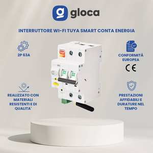 Disjoncteur intelligent Wi-Fi Gloca 2P 63A 220V avec contrôle via l'application Tuya, compteur d'énergie, utilisation universelle, conception en plastique - Product Image 2