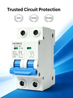 Interruptor de Circuito en Miniatura Tipo C de 2 Polos para Riel DIN, Sistemas de Distribución Eléctrica Industrial, 400V 4.5kA 50/60Hz