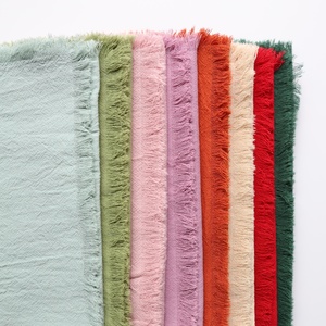 Aanpasbare, onbewerkte kwast vierkante servet van 100% katoenen crepe, tafeldecoratie, effenkleurige placemat, theedoek - Product Image 3