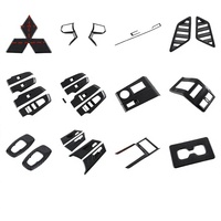 Panneau de commande des vitres en fibre de carbone, poignée de porte intérieure, cadre de levier de vitesses, grille d'aération, couvre-volant pour Outlander 2023-2025
