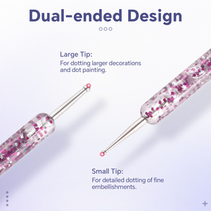 Lot de 5 pinceaux de luxe double-embout pour nail art, 2 modes d'utilisation, manche en cristal, stylo professionnel pour points de strass, manucure - Product Image 6