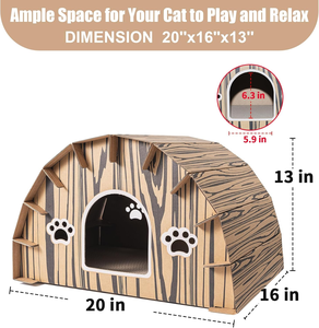 Casa ecológica de cartón corrugado para gatos, casa pequeña de alta calidad para mascotas con rascadores - Product Image 4