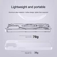 Étui de téléphone magnétique creux en métal aluminium pour iPhone 14 15 16 Pro Max, protection antichoc avec béquille rotative cachée à 360°