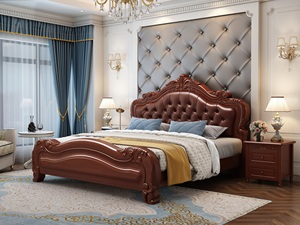 Letto matrimoniale in legno massello di alta qualità in stile tradizionale di lusso con letto King Size per mobili da camera da letto - Product Image 6