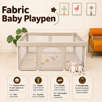 Parc de jeu pliable moderne en tissu pour bébé, avec ventouses antidérapantes, tubes en acier robustes, parc de sécurité pour nourrissons, idéal pour la garderie