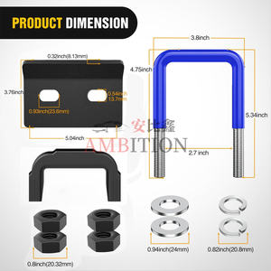 Tendeur de remorque AMBITION bleu foncé à boulon en U pour attelages de remorques de 2,5 pouces, anti-ronflement avec protection en caoutchouc - Product Image 2