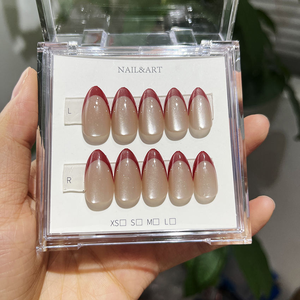 <span class=keywords><strong>Uñas</strong></span> Postizas Acrílicas Hechas a Mano con Incrustaciones de Diamantes de Imitación en 3D con Diseño de Almendras, Sin Rastro, Cobertura Completa, Pegamento - Product Image 4