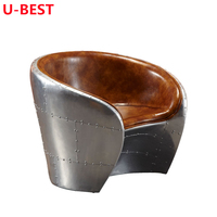 U-Best Spitfire Chaise en Cuir et Aluminium au Design Vintage d'Aviation pour Salon