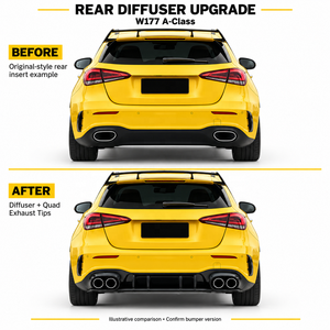 รถกันชนด้านหลังลิปท่อไอเสีย Tip Diffuser สำหรับ Mercedes <span class=keywords><strong>Benz</strong></span> W177 A180 A200 <span class=keywords><strong>A250</strong></span> A35 A45S AMG 2020 + - Product Image 4