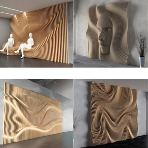 Decoración de Pared de Madera de Roble M47, Escultura Personalizable, Adorno Moderno para Interiores, Decoración de Fondo para Cualquier Escenario - Product Image 3