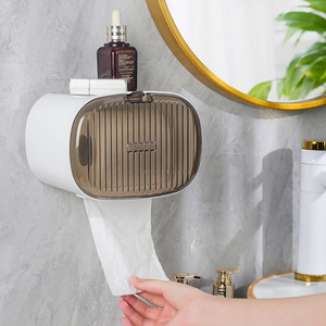 Boîte à <span class=keywords><strong>papier</strong></span> toilette murale sans perforation, étanche, avec étagère et tiroir pour rouleaux <span class=keywords><strong>de</strong></span> <span class=keywords><strong>papier</strong></span> toilette - Product Image 3