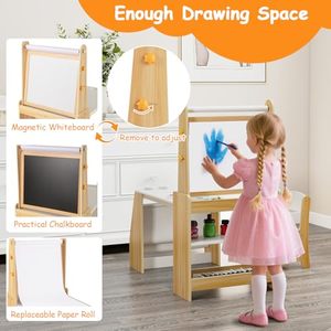unique design toddler chair and table Wooden Easel Activity <strong>Desk</strong> Set with <strong>White</strong> Black board Toddler Table Chair for Drawing - Product Image 5