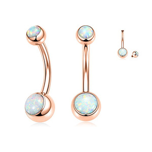 Piercing de nombril en titane opale 14 mm avec sertissage clos pour piercing de nombril - Product Image 3