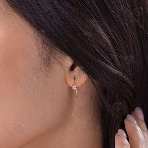 Pendientes de Gancho Curvos Delgados con Circonita Pequeña, Cómodos para el Día a Día, de Gemnel Fashion - Product Image 5